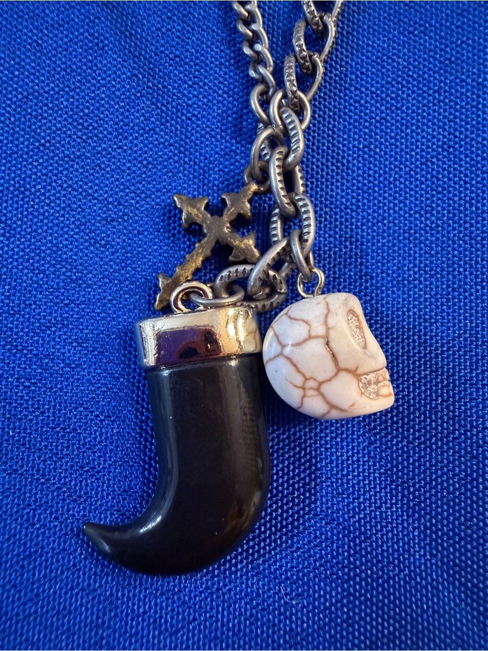 Park Lane Long Skull Horn Cross Charm Necklace New
